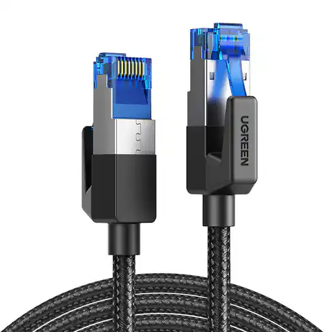 ⁨UGREEN NW153 Kabel sieciowy w oplocie, Ethernet RJ45, Cat.8, F/FTP, 1.5m (czarny)⁩ w sklepie Wasserman.eu