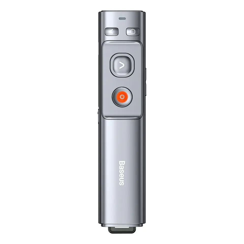 ⁨Baseus Orange Dot Multifunctional Presentation Remote Control, with Laser Pointer, Rechargeable (Grey)⁩ at Wasserman.eu