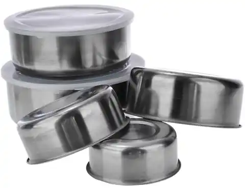 ⁨Steel kitchen bowls with lids. 5 pieces⁩ at Wasserman.eu