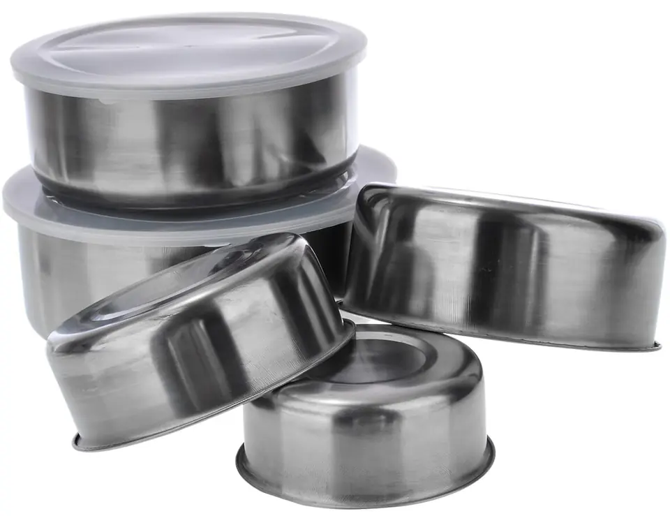 Steel kitchen bowls with lids. 5 pieces at Wasserman.eu