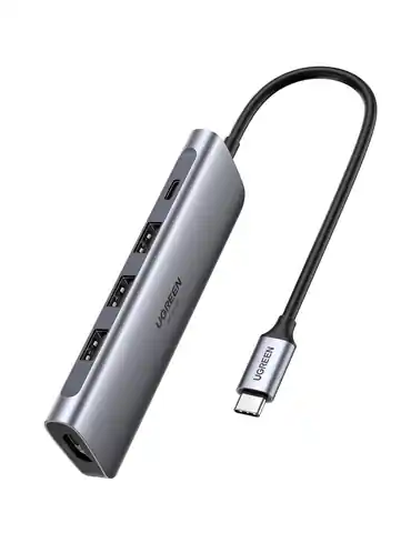 ⁨Adapter 5w1 UGREEN Hub USB-C do 3x USB 3.0 + HDMI 4K + USB-C PD 100W (szary)⁩ w sklepie Wasserman.eu
