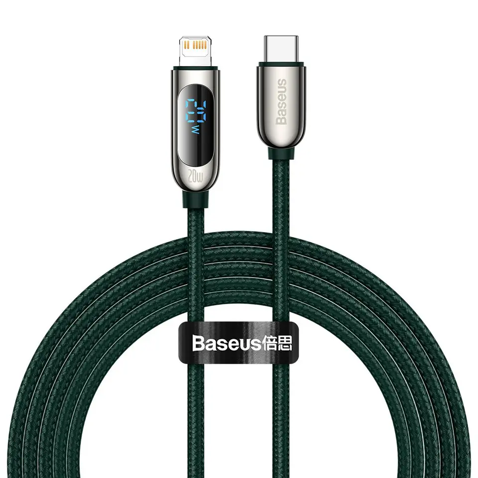 ⁨Kabel USB-C do Lightning Baseus Display, PD, 20W, 2m (zielony)⁩ w sklepie Wasserman.eu