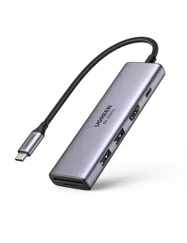 ⁨UGREEN CM511 5in1 Adapter, USB-C to 2x USB,HDMI, USB-C, TF/SD Hub (grey)⁩ at Wasserman.eu