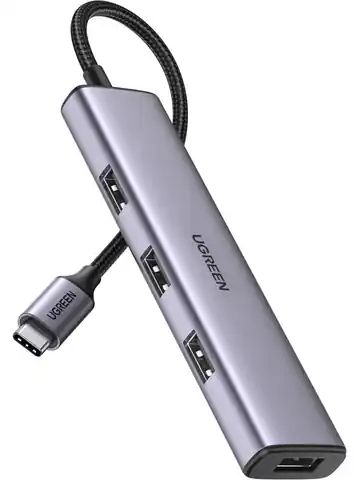 ⁨Adapter 4w1 UGREEN CM473 Hub USB-C do 4x USB 3.0 (szary)⁩ w sklepie Wasserman.eu