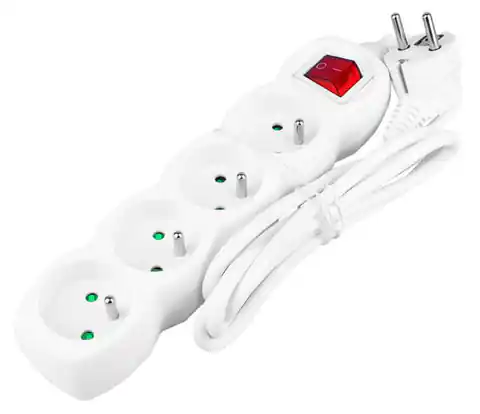 ⁨Extension cord with earthing + switch 4 gn, 1.5 m⁩ at Wasserman.eu
