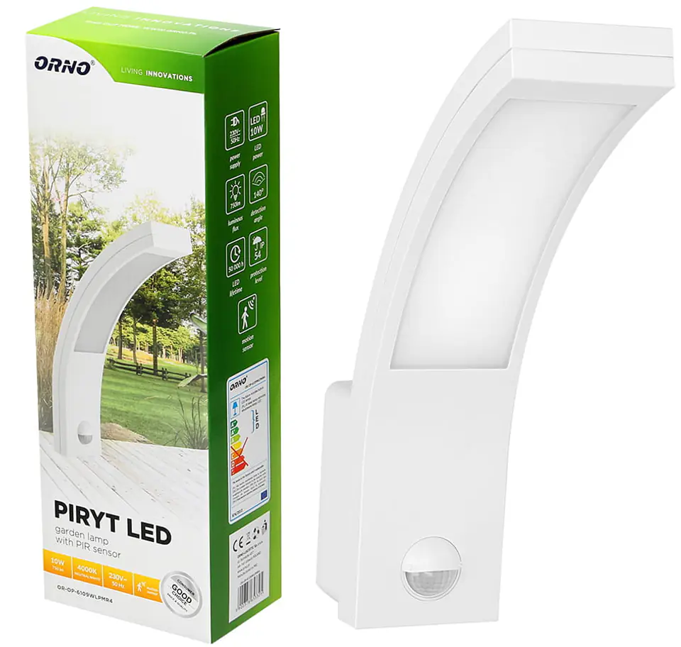 ⁨Lampa led z czujnikiem ruchu 10W Orno zewnętrzna (biały)⁩ w sklepie Wasserman.eu