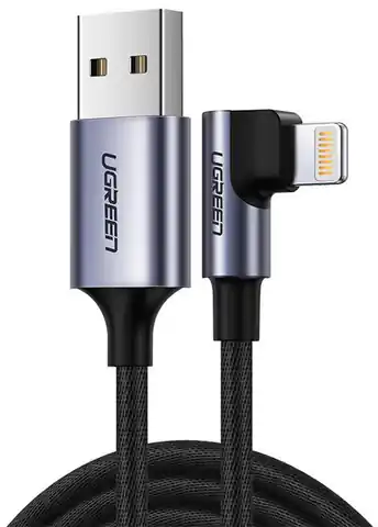 ⁨Kabel USB do Lightning kątowy UGREEN US299, MFi, 1m (czarny)⁩ w sklepie Wasserman.eu