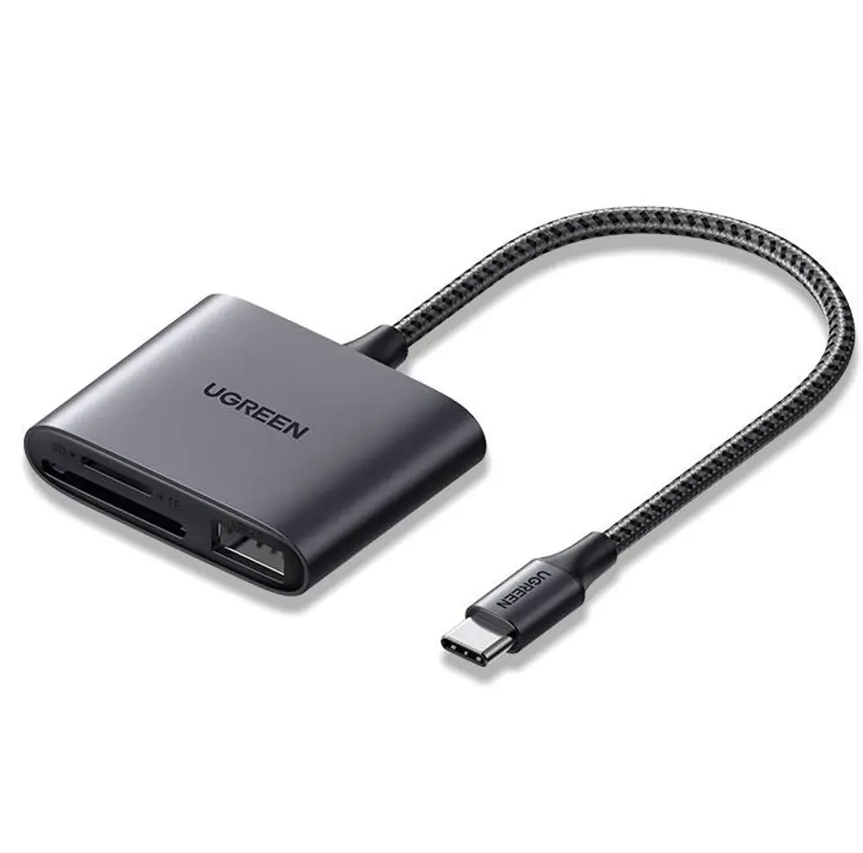 ⁨Czytnik kart + USB, UGREEN CM387, USB-C (czarny)⁩ w sklepie Wasserman.eu