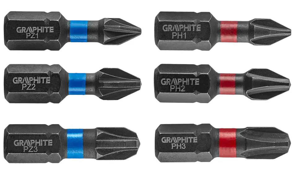 Bity udarowe PH1/2/3, PZ1/2/3 x 25mm, 6 sztuk w sklepie Wasserman.eu
