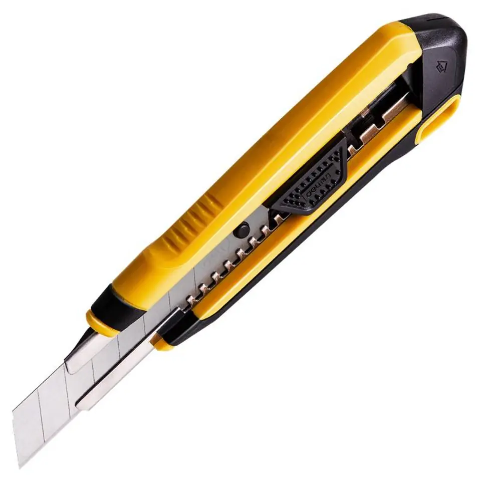 ⁨Knife with angled blade Deli Tools EDL018Z (yellow)⁩ at Wasserman.eu