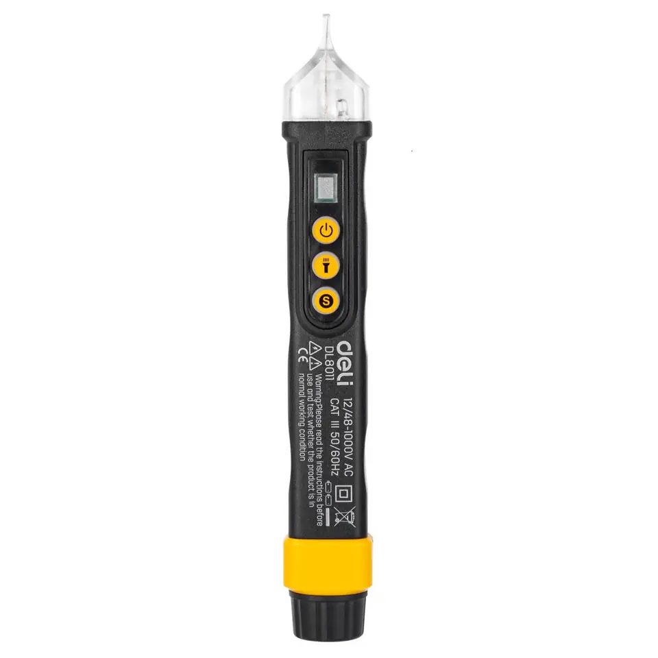 ⁨Non-contact voltage tester Deli Tools EDL8011, 12/48-1000V AC (black)⁩ at Wasserman.eu