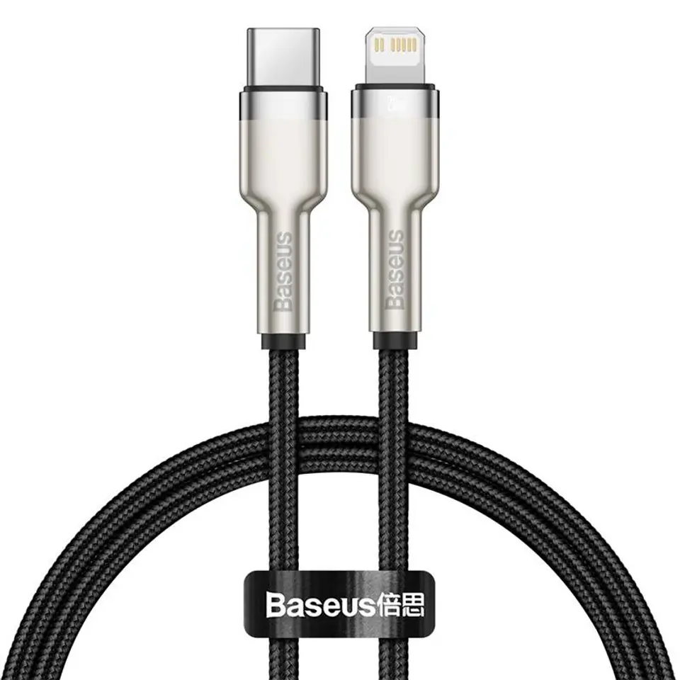 ⁨Kabel USB-C do Lightning Baseus Cafule, PD, 20W, 0,25m (czarny)⁩ w sklepie Wasserman.eu