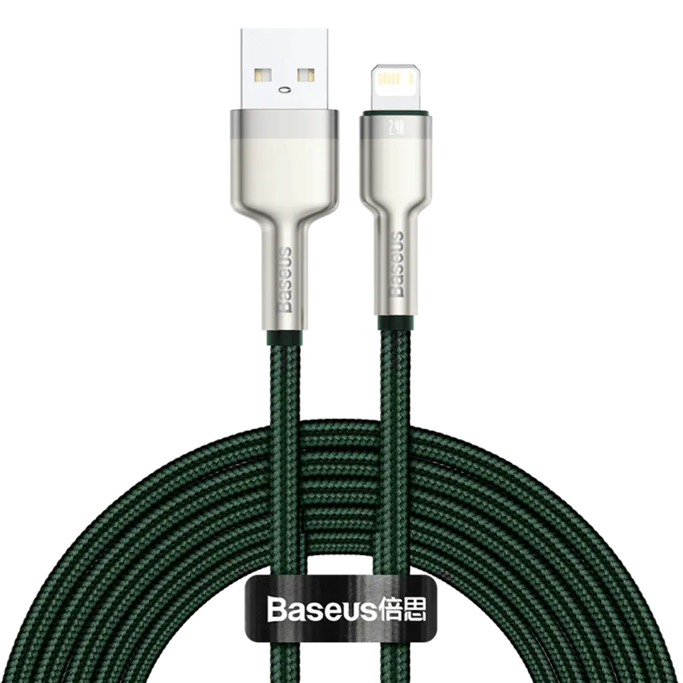⁨USB cable for Lightning Baseus Cafule, 2.4A, 2m (green)⁩ at Wasserman.eu