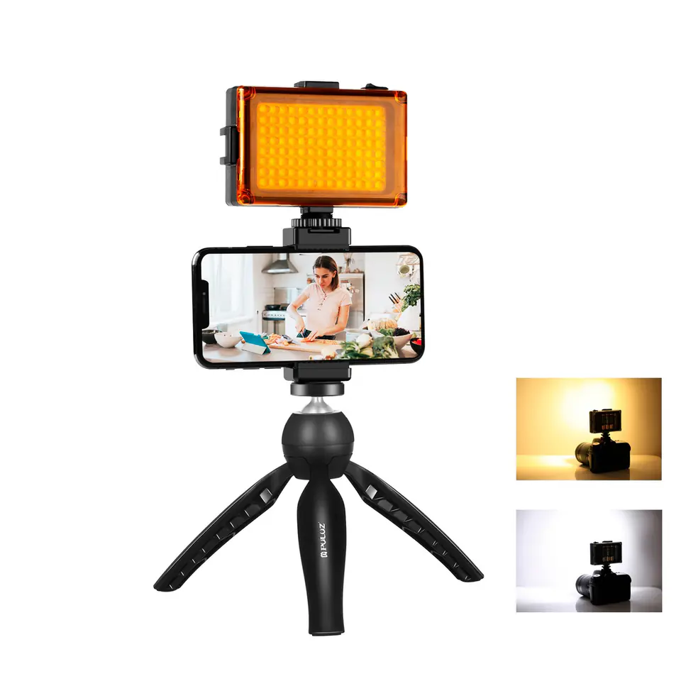 ⁨Puluz Live Recording Kit Tripod + LED Lamp + Phone Buckle PKT3131B⁩ at Wasserman.eu