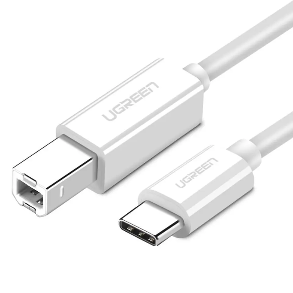 ⁨Kabel USB 2.0 C-B UGREEN US241 do drukarki 1.5m (biały)⁩ w sklepie Wasserman.eu