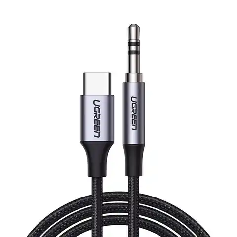 ⁨Kabel USB-C UGREEN CM450 do mini jack 3.5mm AUX, 1m (czarny)⁩ w sklepie Wasserman.eu