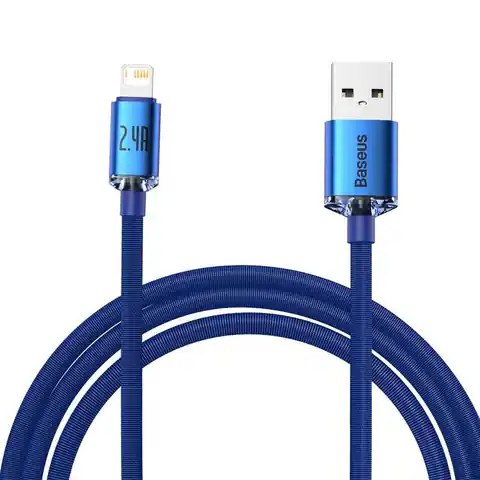 ⁨Kabel USB do Lightning Baseus Crystal Shine, 2.4A, 2m (niebieski)⁩ w sklepie Wasserman.eu