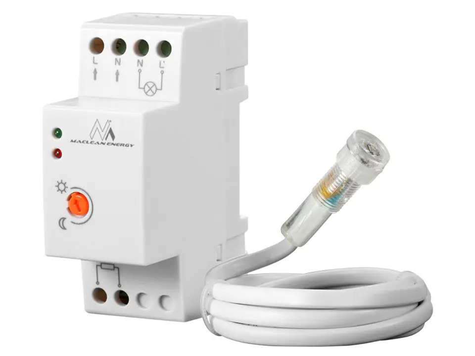 ⁨Maclean Circuit Breaker, DIN Rail Twilight Sensor, With External Probe, 220-240V/AC, 50Hz, 20A, MCE83⁩ at Wasserman.eu