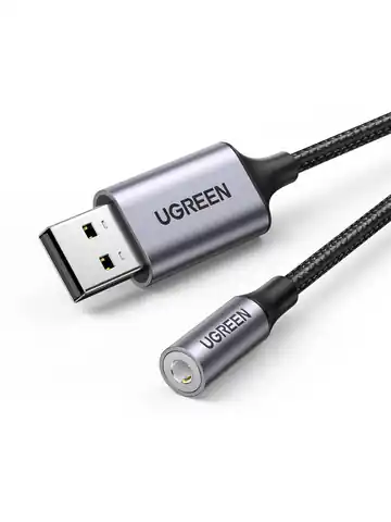 ⁨Adapter audio UGREEN CM477, USB do Mini Jack 3.5mm AUX (szary)⁩ w sklepie Wasserman.eu