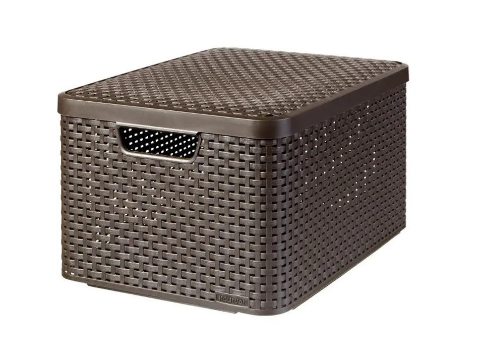 ⁨Cage with lid Curver Rattan Style L dark brown⁩ at Wasserman.eu