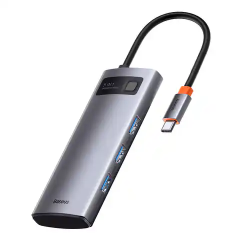 ⁨Adapter 5w1 Baseus Hub USB-C na 3x USB 3.0 + HDMI + USB-C PD⁩ w sklepie Wasserman.eu