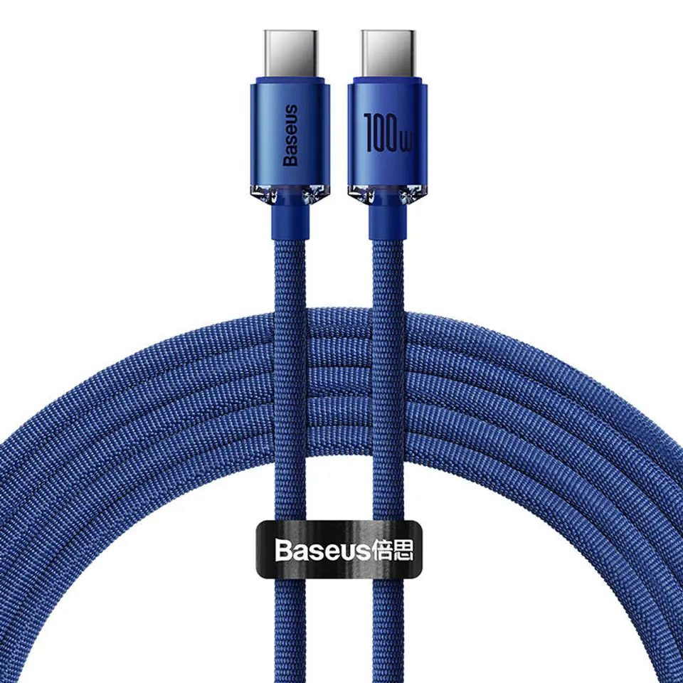 ⁨Kabel USB-C do USB-C Baseus Crystal Shine, 100W, 1.2m (niebieski)⁩ w sklepie Wasserman.eu