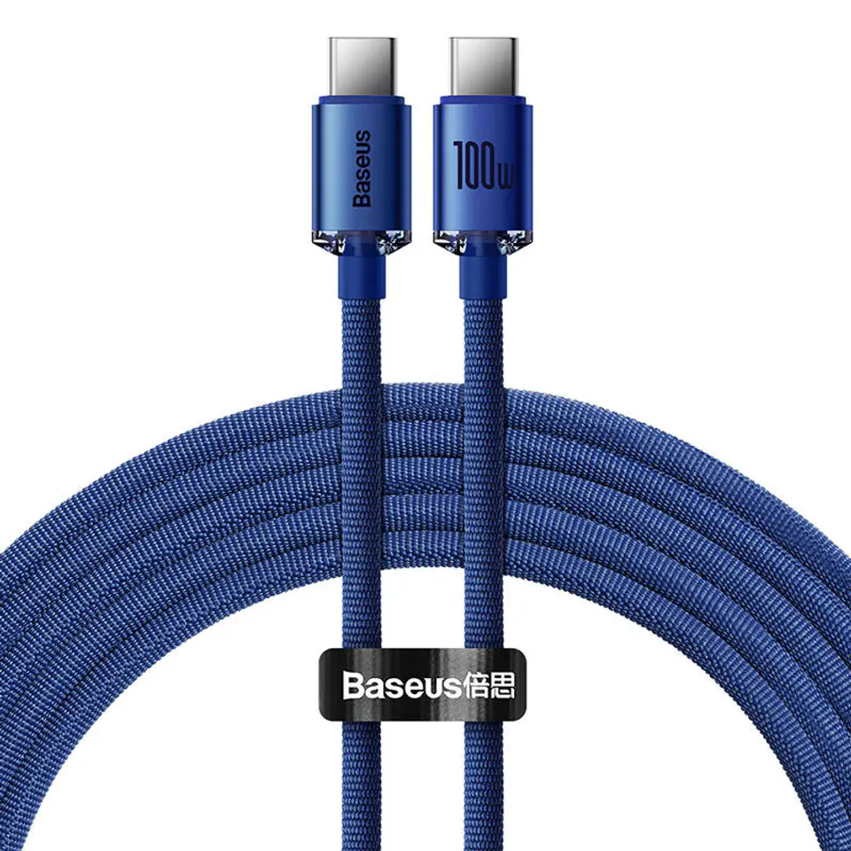 ⁨Baseus Crystal Shine USB-C to USB-C Cable, 100W, 2m (blue)⁩ at Wasserman.eu