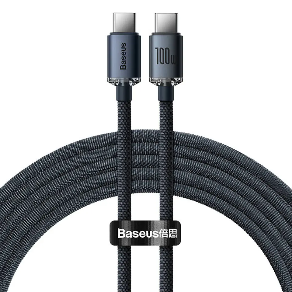 ⁨Kabel USB-C do USB-C Baseus Crystal Shine, 100W, 2m (czarny)⁩ w sklepie Wasserman.eu