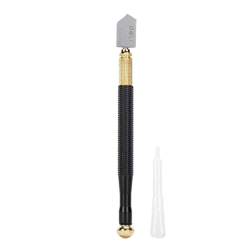 ⁨Nożyk do cięcia szkła Deli Tools EDL2701, diamentowy, olejowy⁩ w sklepie Wasserman.eu