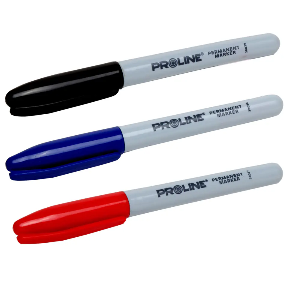 ⁨PERM.MARKERS "BULLET" 3 PCS, (BLACK,BLUE,RED), TUBE, PROLINE⁩ at Wasserman.eu