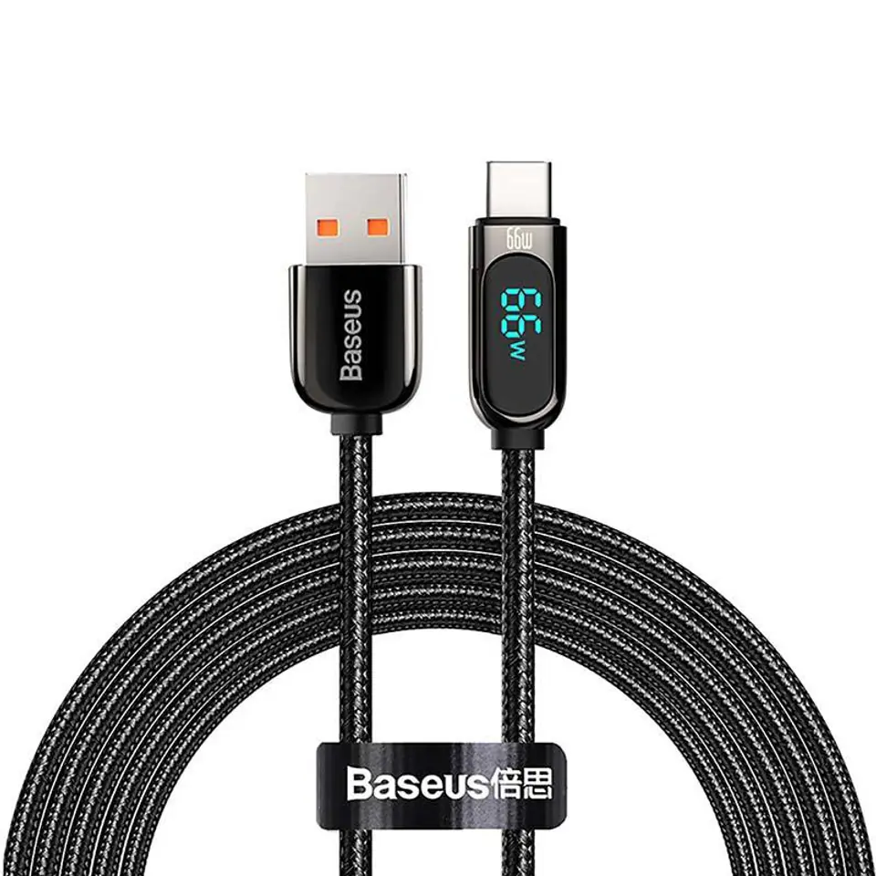 ⁨Kabel USB do USB-C Baseus Display, 66W, 2m (czarny)⁩ w sklepie Wasserman.eu