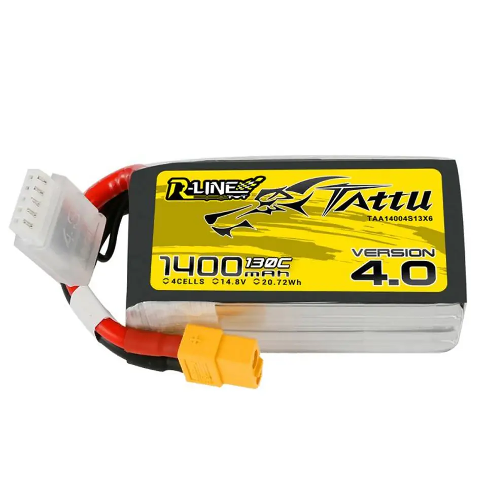 ⁨Rechargeable Tattu R-Line 4.0 1400mAh 14.8V 130C 4S1P XT60⁩ at Wasserman.eu