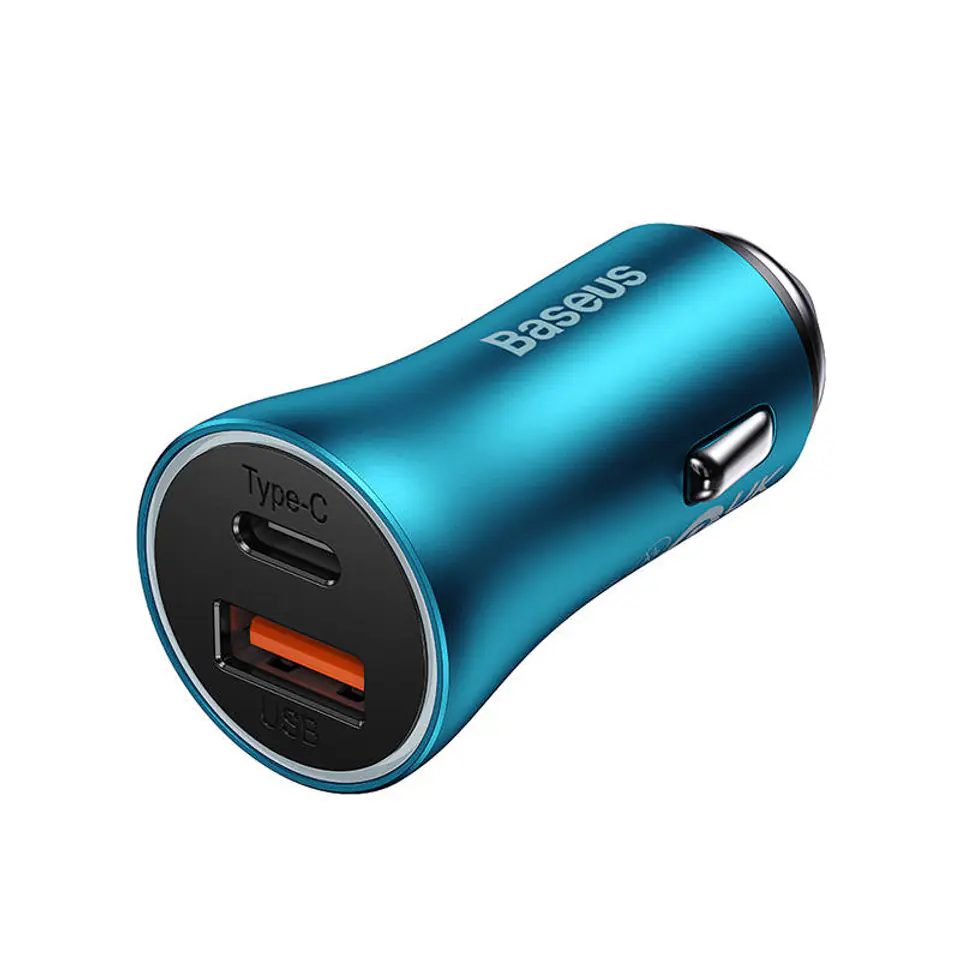 Baseus Golden Contactor Max Car Charger, USB + USB-C, 60W (blue) at Wasserman.eu