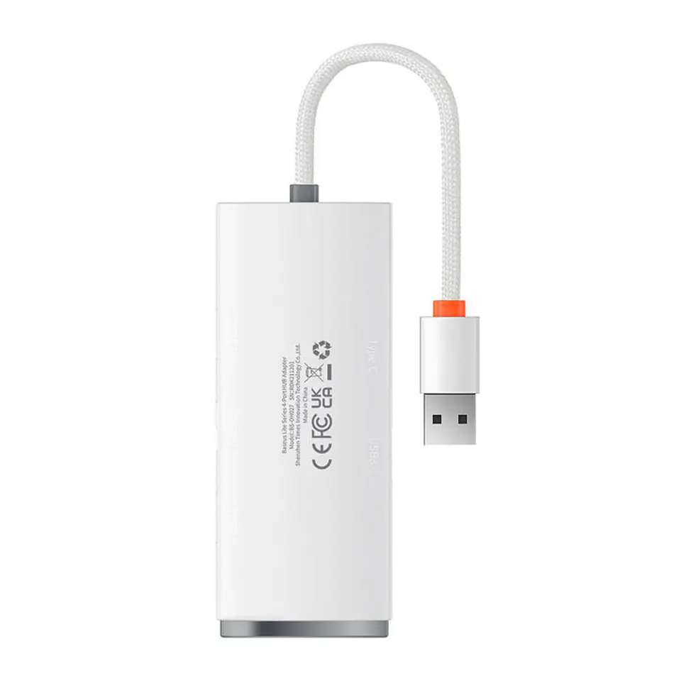 ⁨Hub 4w1 Baseus Lite Series USB do 4x USB 3.0 25cm (biały)⁩ w sklepie Wasserman.eu