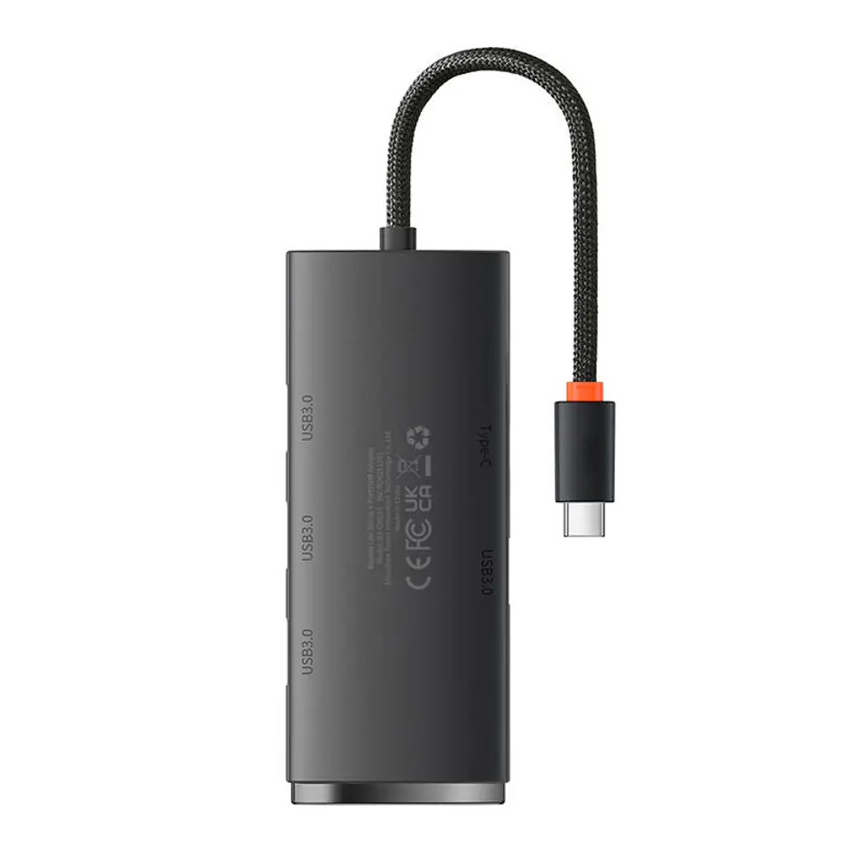 ⁨Baseus Lite Series 4in1 Hub USB-C to 4x USB 3.0 + USB-C, 25cm (Black)⁩ at Wasserman.eu