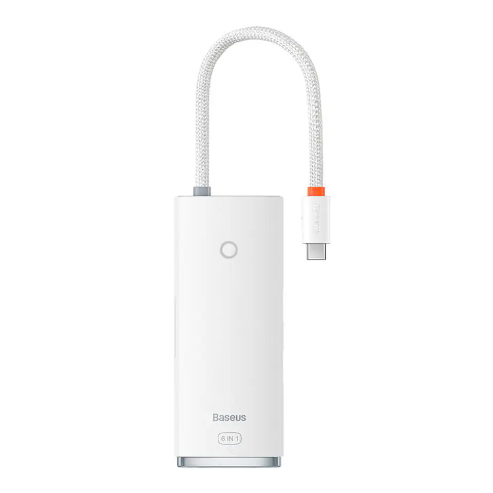 ⁨Hub 6w1 Baseus Lite Series USB-C do 2x USB 3.0 + USB-C PD + HDMI + SD/TF (biały)⁩ w sklepie Wasserman.eu