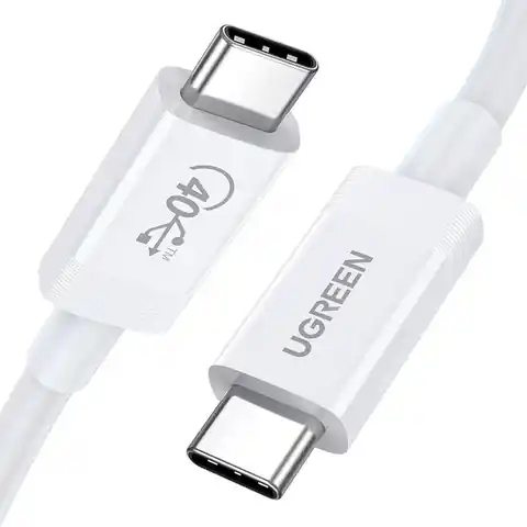 ⁨Kabel USB-C do USB-C UGREEN USB4, 40Gbps, 0.8m (biały)⁩ w sklepie Wasserman.eu