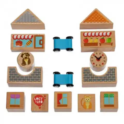 ⁨Colourful wooden blocks – city – 15 pieces⁩ at Wasserman.eu