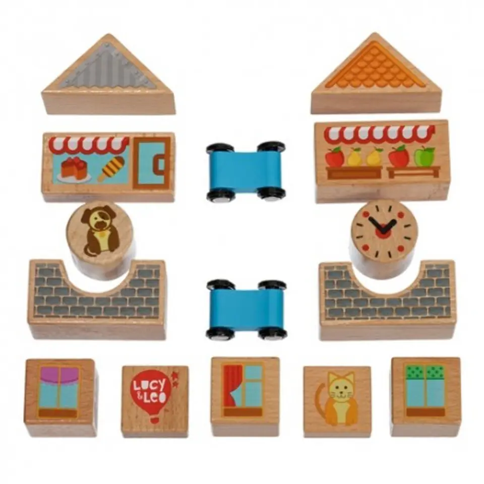 ⁨Colourful wooden blocks – city – 15 pieces⁩ at Wasserman.eu