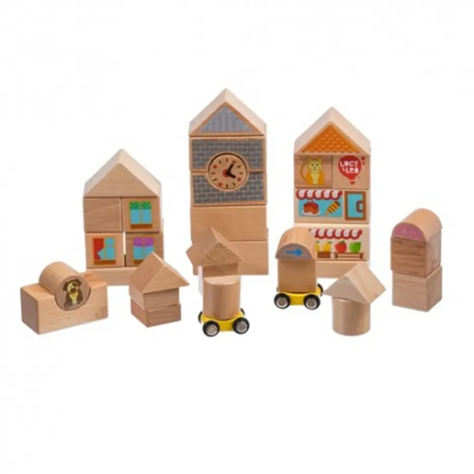 ⁨Colourful wooden blocks – city – 32 pieces⁩ at Wasserman.eu