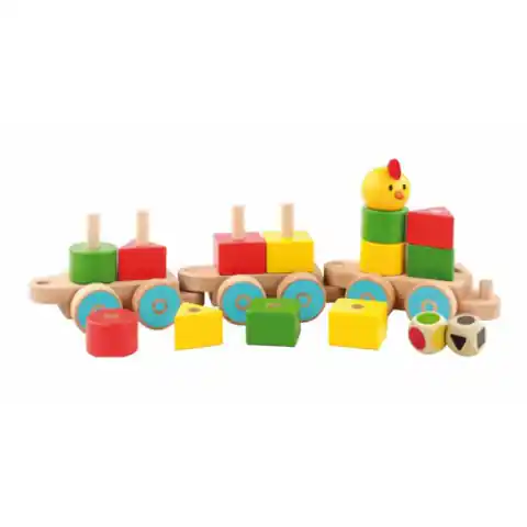 ⁨Wooden train with a chicken - shapes and colors⁩ at Wasserman.eu