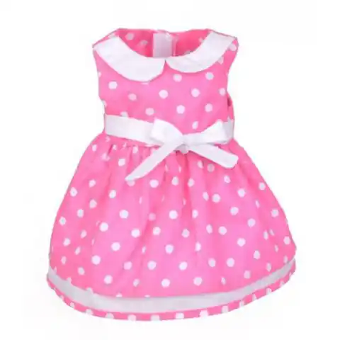 ⁨Sukienka dla lalki 35-45cm elizabeth - różowa w kropki⁩ w sklepie Wasserman.eu