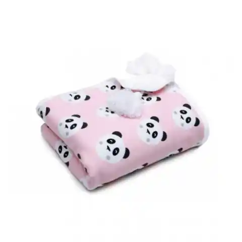 ⁨Bawełniany kocyk dla dzieci i niemowląt (pandy buźki)⁩ w sklepie Wasserman.eu