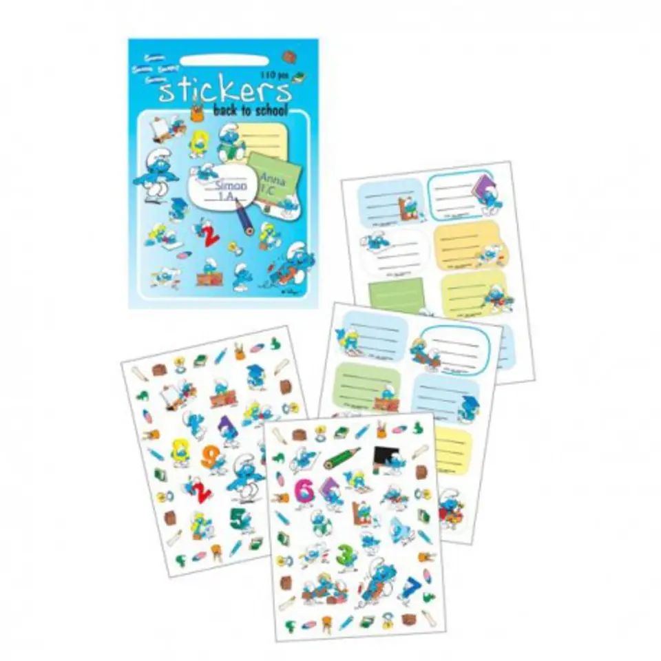 ⁨Sticker set 110 pcs., school - smurfs, barbo⁩ at Wasserman.eu