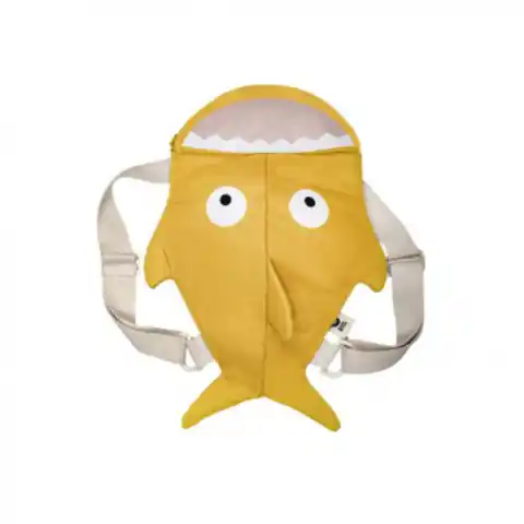 ⁨Baby bites shark yellow mustard backpack⁩ at Wasserman.eu