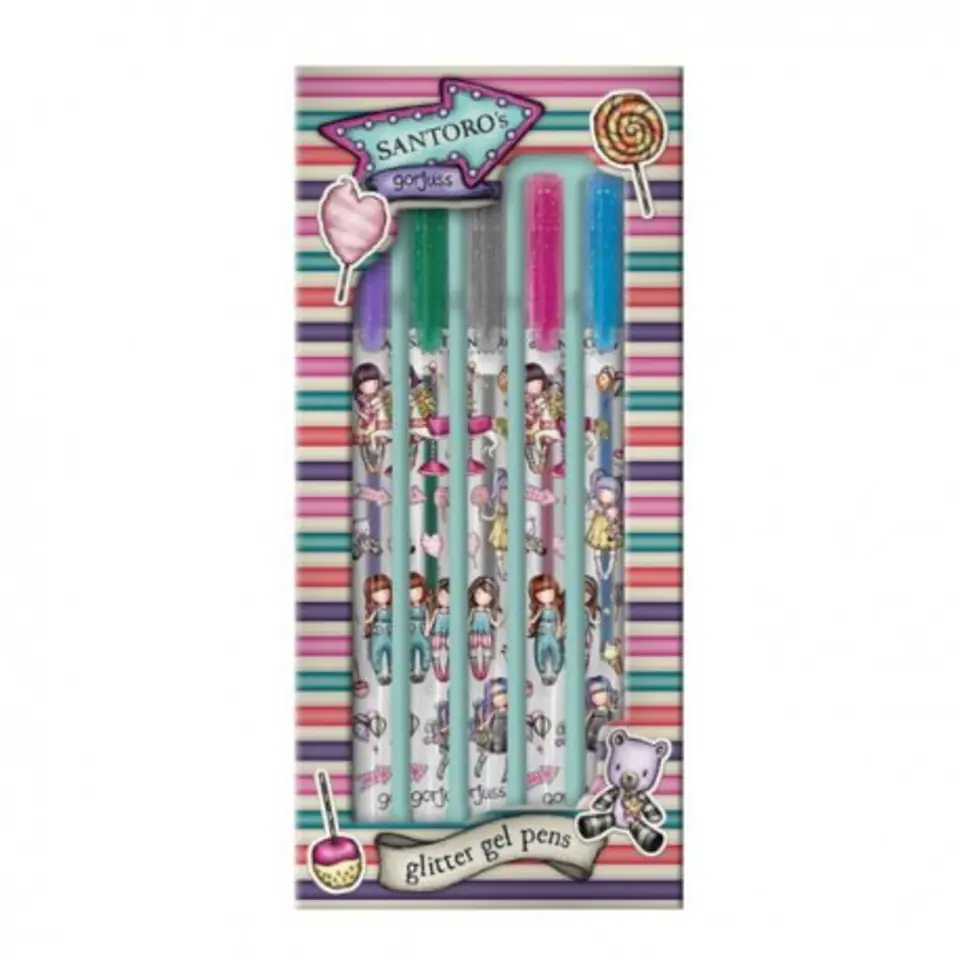 ⁨Set of 5 gel pens - gorjuss - fairground⁩ at Wasserman.eu