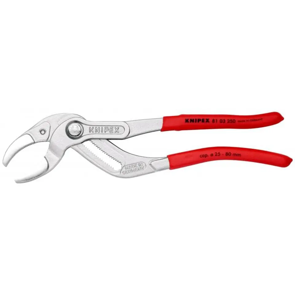 ⁨PLIERS FOR SANITARY SIPHONS AND CONNECTORS 250MM,25-80MM,CHROME⁩ at Wasserman.eu