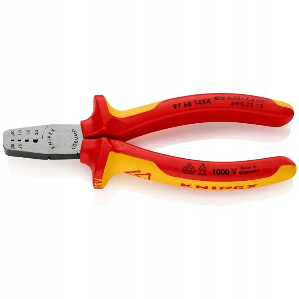 ⁨PLIERS FOR CRIMPING CABLE SLEEVES. 0.25-2.5MM INSULATED⁩ at Wasserman.eu