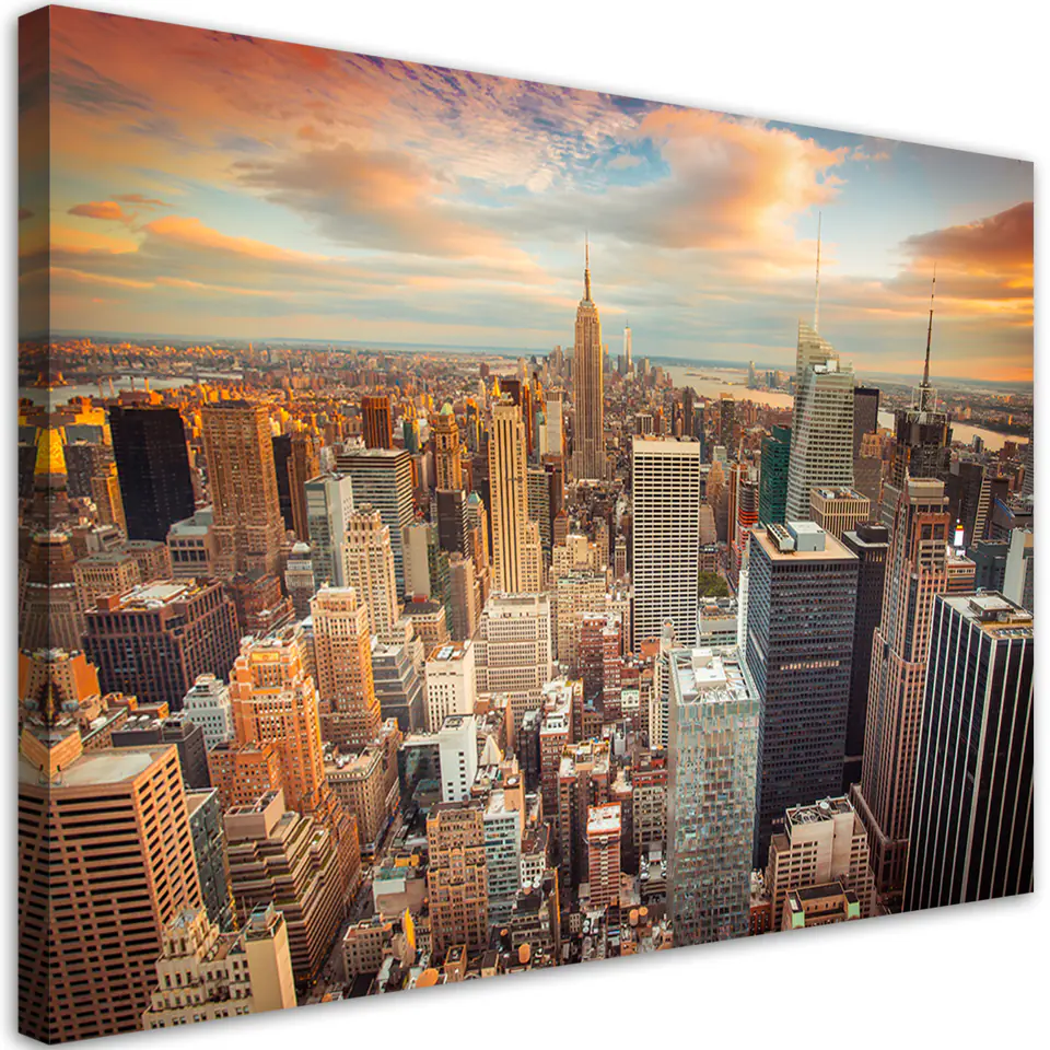 ⁨Painting on canvas, Sunset over New York (Size 100x70)⁩ at Wasserman.eu