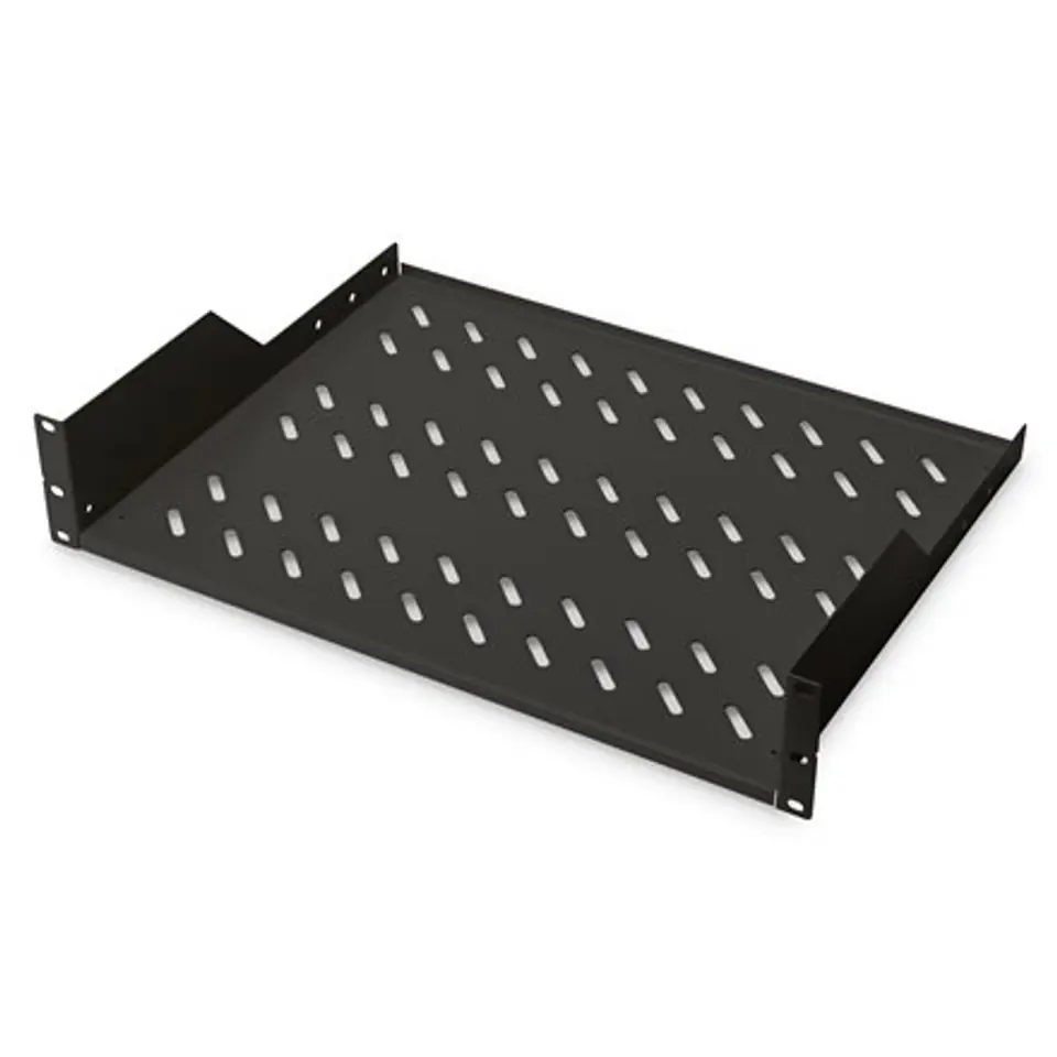 ⁨Digitus | 2U Fixed Shelf for Racks | DN-19 TRAY-2-SW | Black | Perfect for storage of components which are not 483 mm (19") suit⁩ w sklepie Wasserman.eu